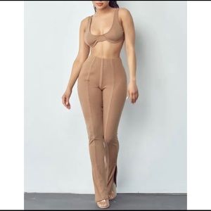 Cape Verde 2 piece zippered pants set - Tan